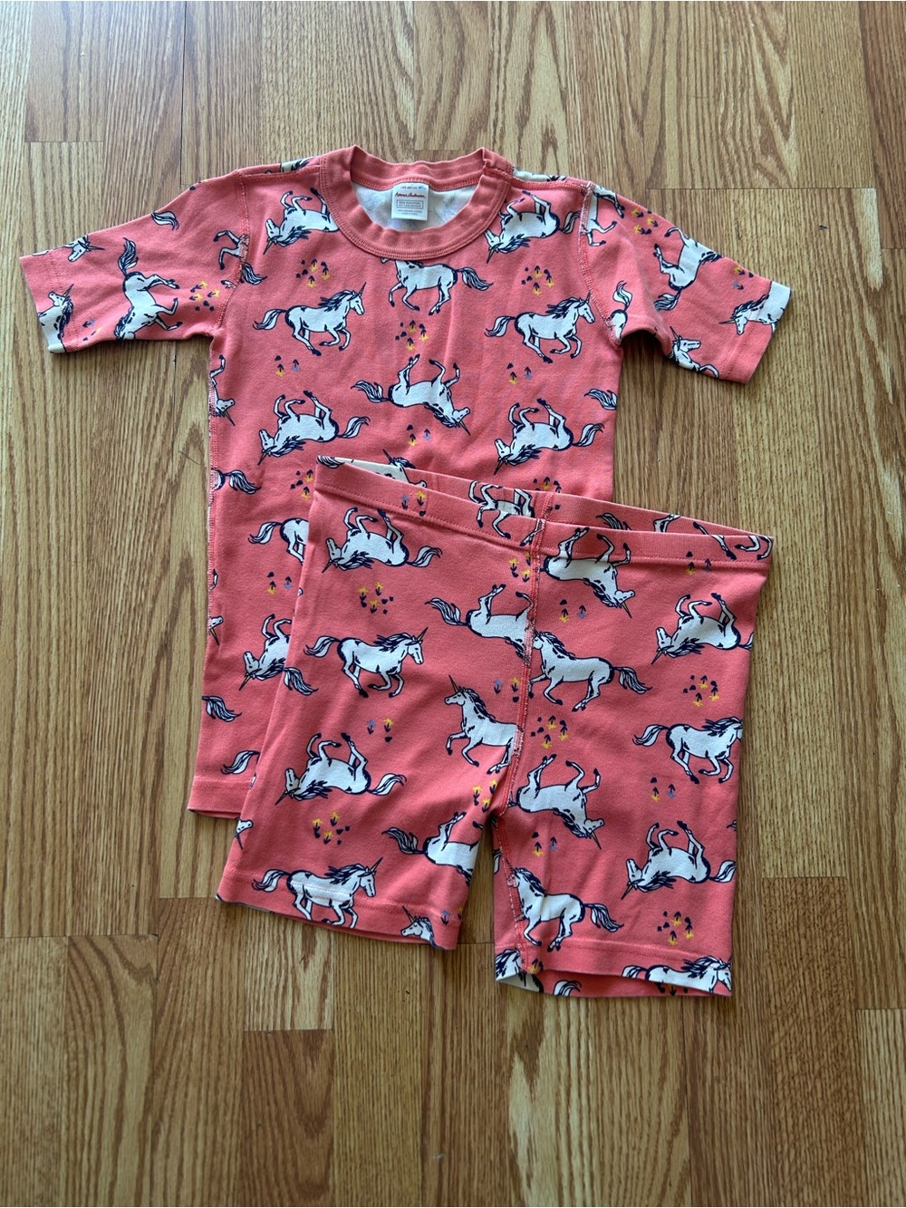 Hanna Andersson Coral Unicorn Short Pajama Set Size 150/US12